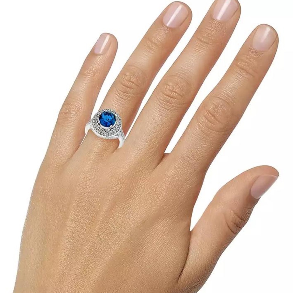 Charter Club Silver Ring with Deep Blue Gem - Picture 7 of 7